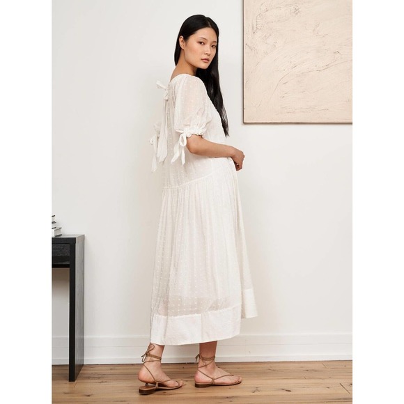 La Ligne NWT White Ballon Sleeves Clara Dot Swiss Dress Size M - Picture 6 of 11